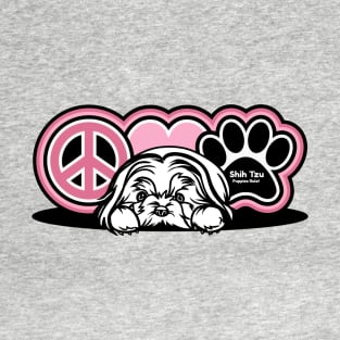 Shih Tzu Dog Breed Peace Love Paw ( Puppies Rule! ) T-Shirt